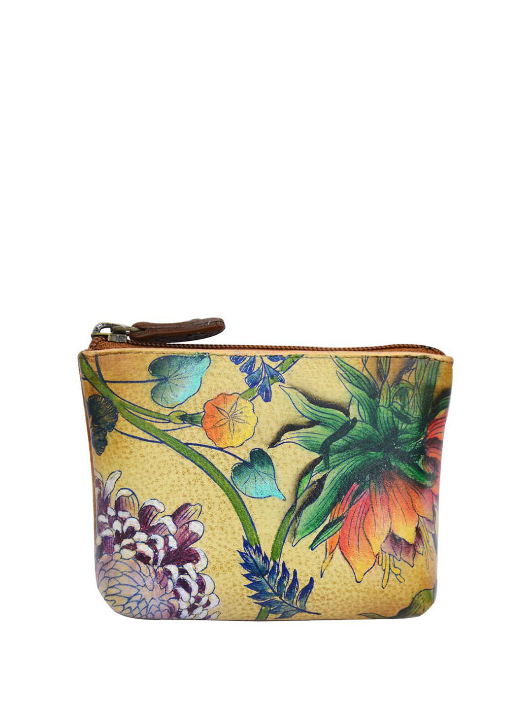 Anuschka Hand Painted Caribbean Garden Leather Coin Pouch