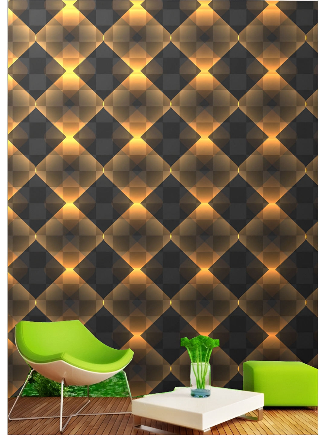 Aura Black & Yellow Printed Self-Adhesive Wall Sicker