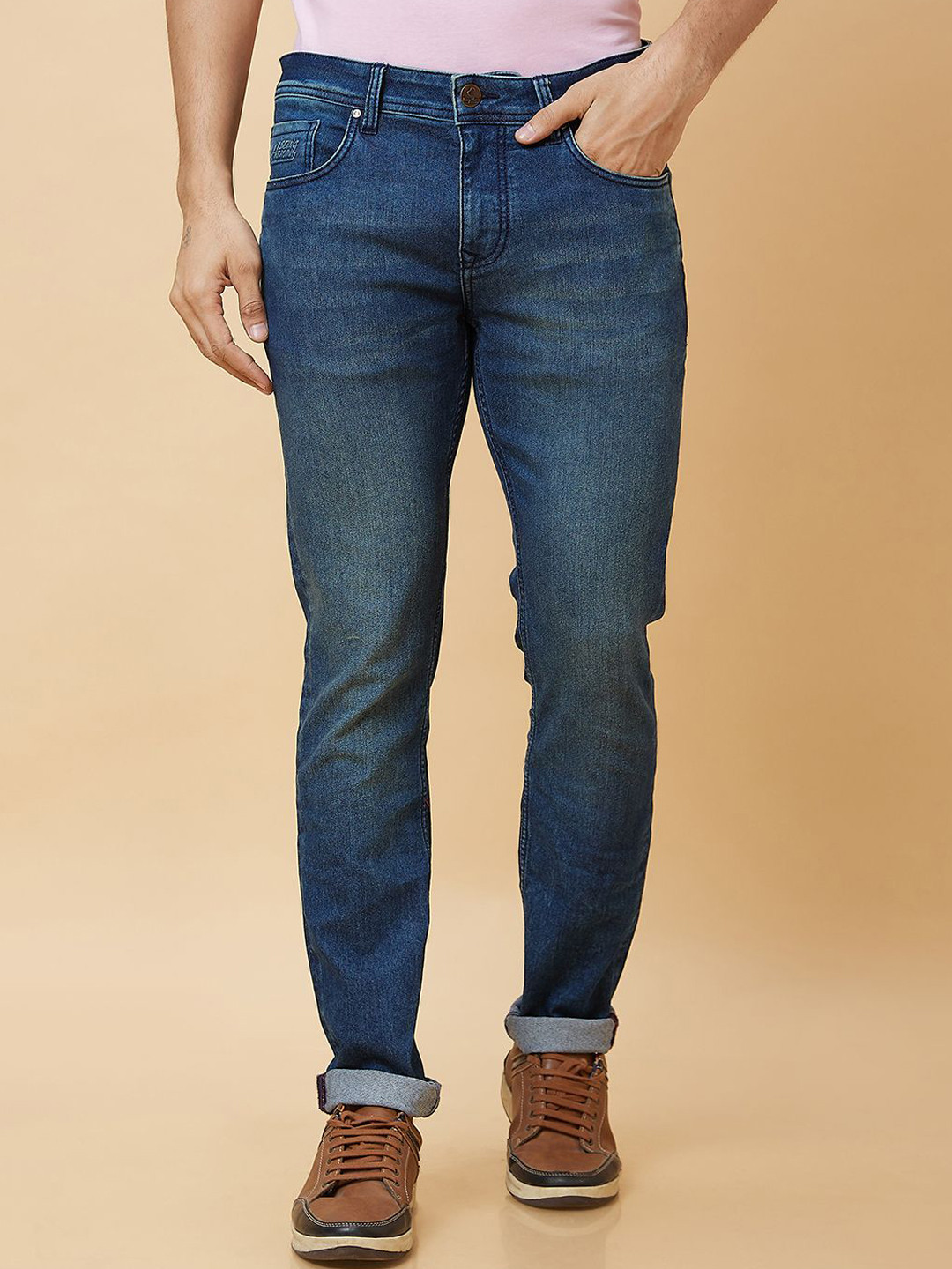 Being Human Men Washed Striped Longline Denim Jacket