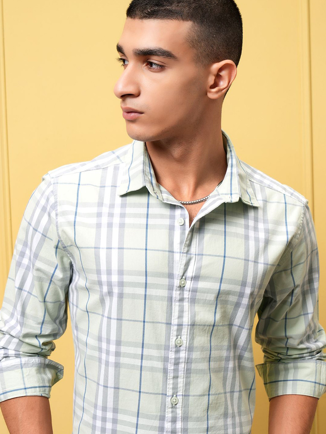 HIGHLANDER Mint Checked Casual Shirt