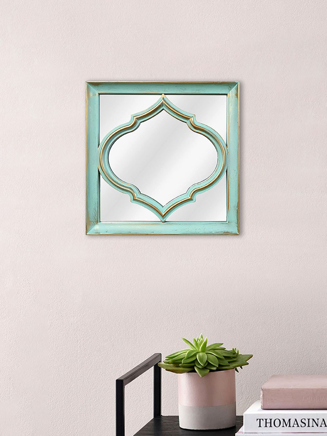 Art Street Blue Abstract Shaped Self Design MDF Decorative Wall Mirror