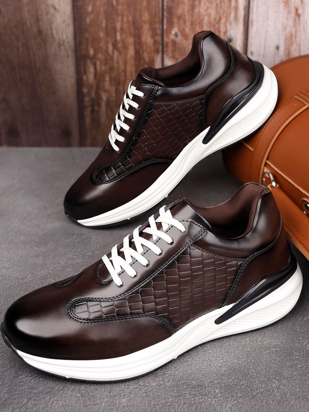 LOUIS STITCH Men's Mexican Brown Leatherette Fashion Sneaker Cushioned Casual Shoes