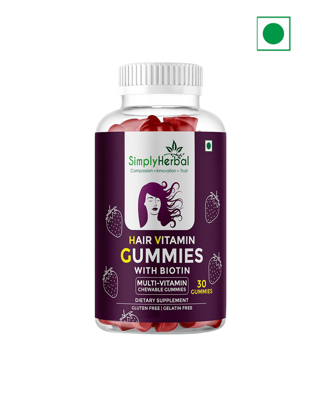Simply Herbal Biotin Hair Gummies For Stronger Nails & Hairs - 30 Gummies