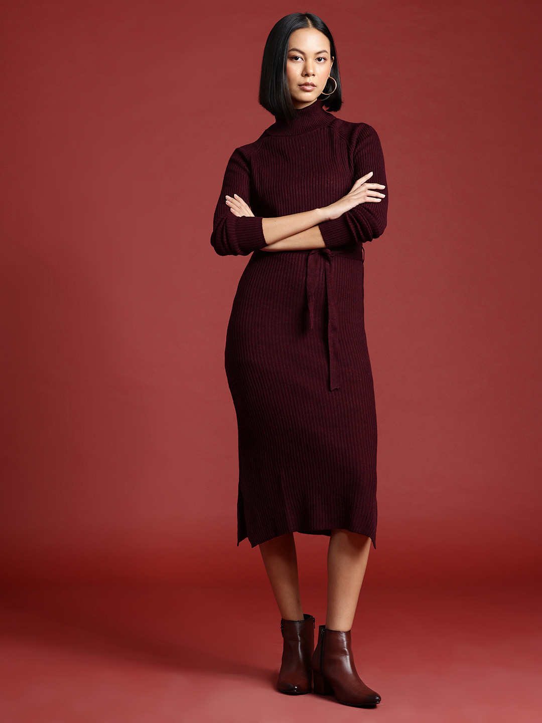 all about you Formal Sheath Midi Dress With a Belt