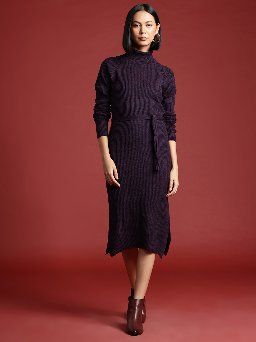 all about you Formal Sheath Midi Dress With a Belt