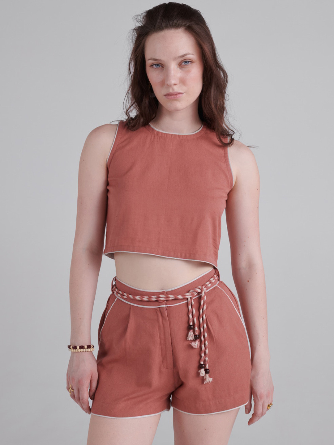 Midsummer Round Neck Top & Flared Shorts Co-Ords