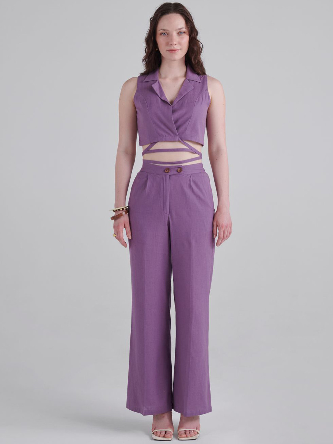 Midsummer Shirt With Trousers Co-Ords MSS24B107-XS-Purple