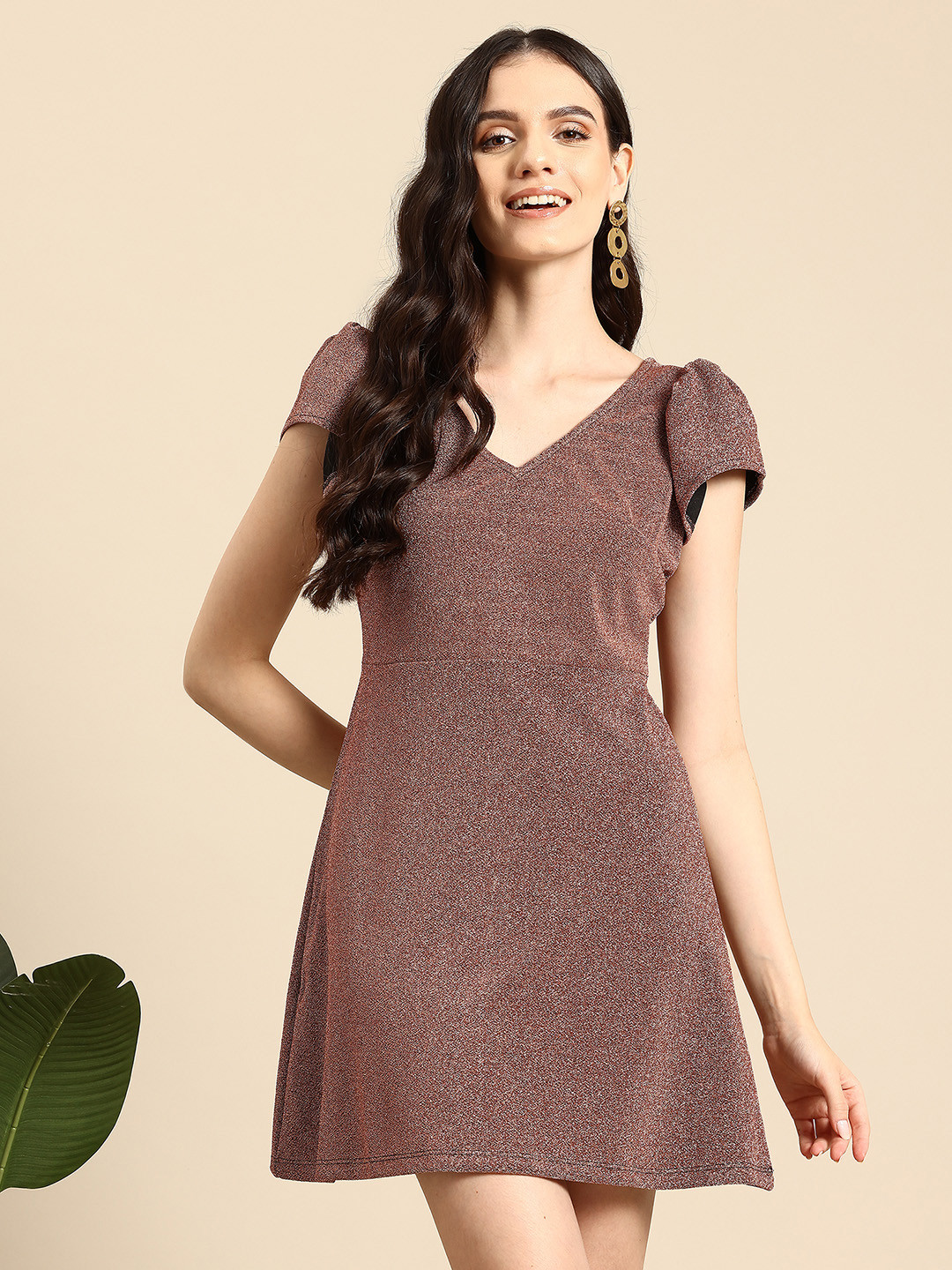 Mast & Harbour A-Line Shimmer Mini Dress