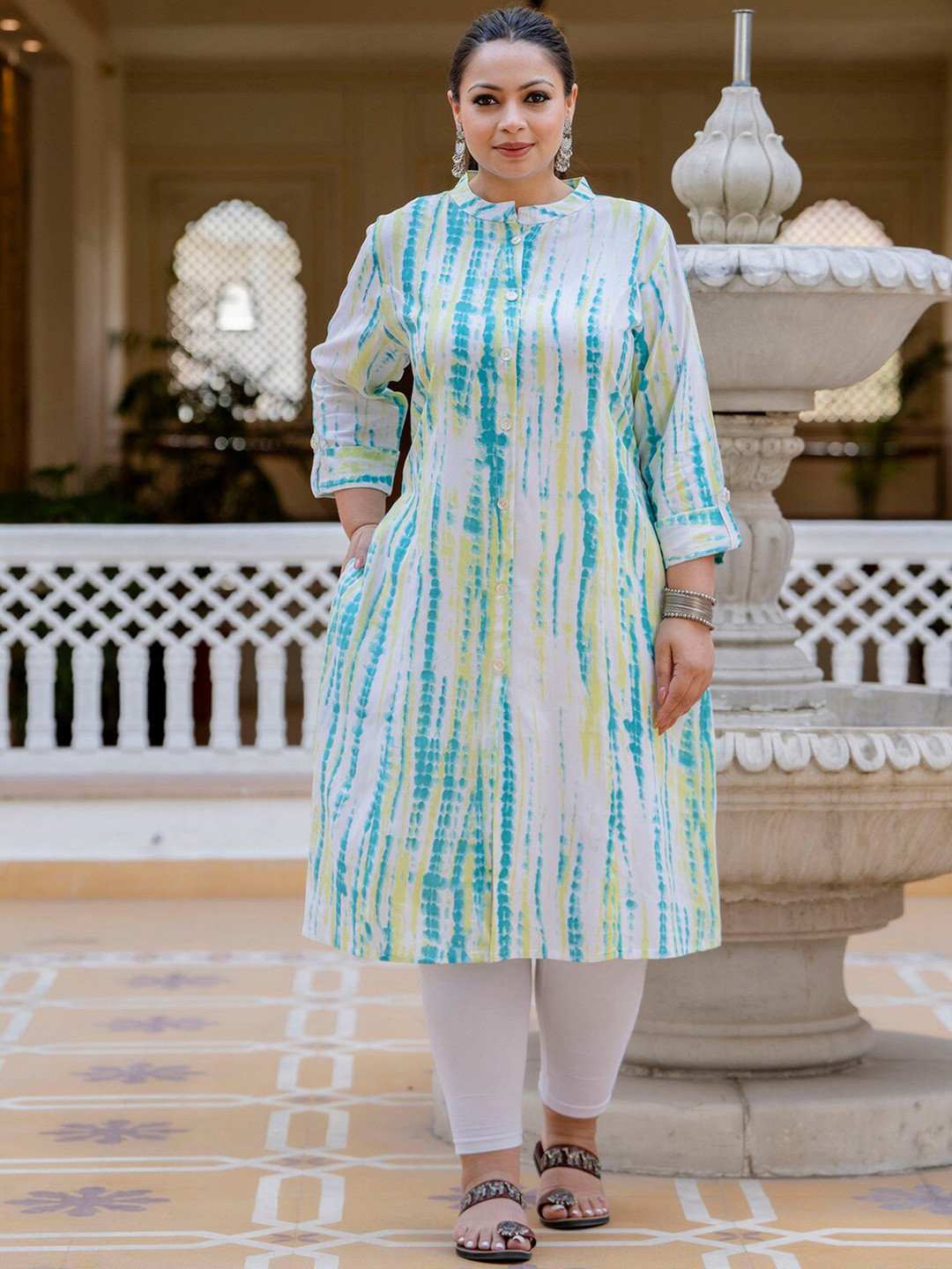 Lee Moda Women Tie & Dye Printed Side Slit A-Line Kurta