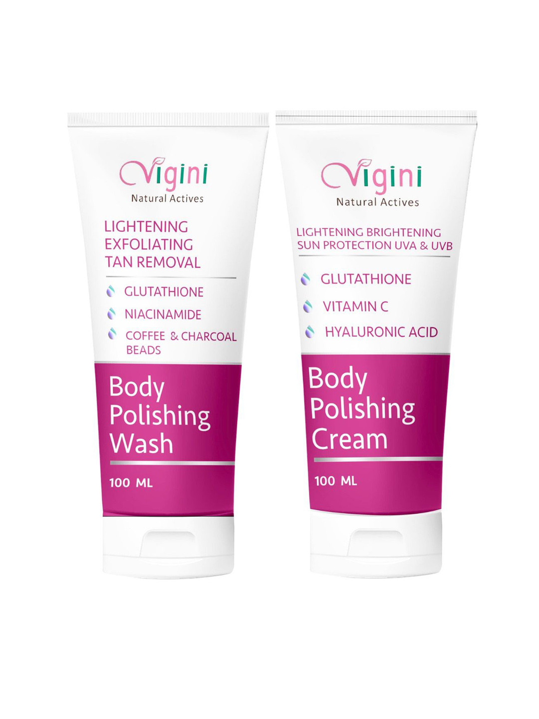 Vigini Set Of 2 Skin Lightening Body Polishing Milk & Cream - 100 ml Each