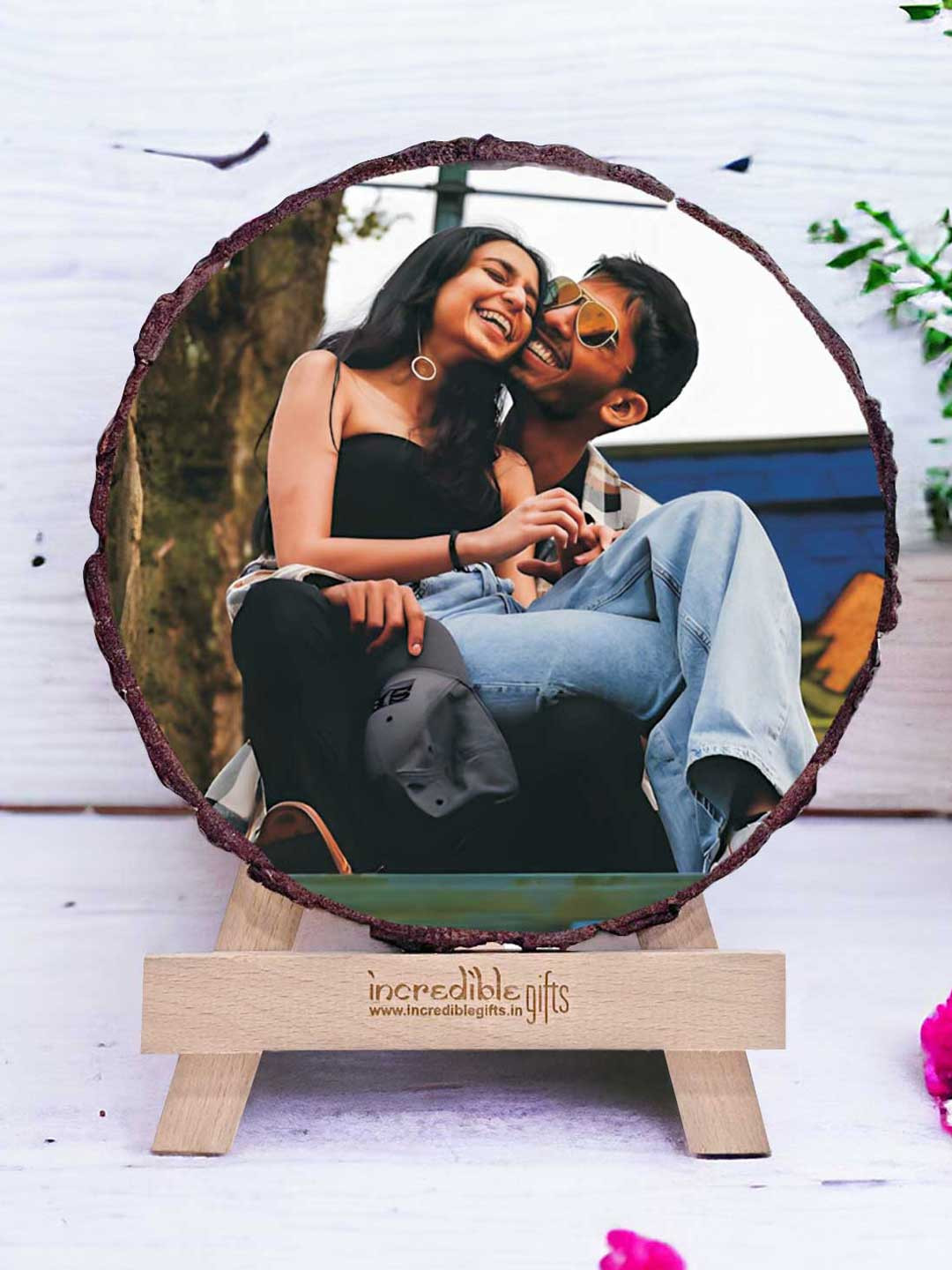 GFTBX Brown & White 1 Pieces Wood Table Photo Frames