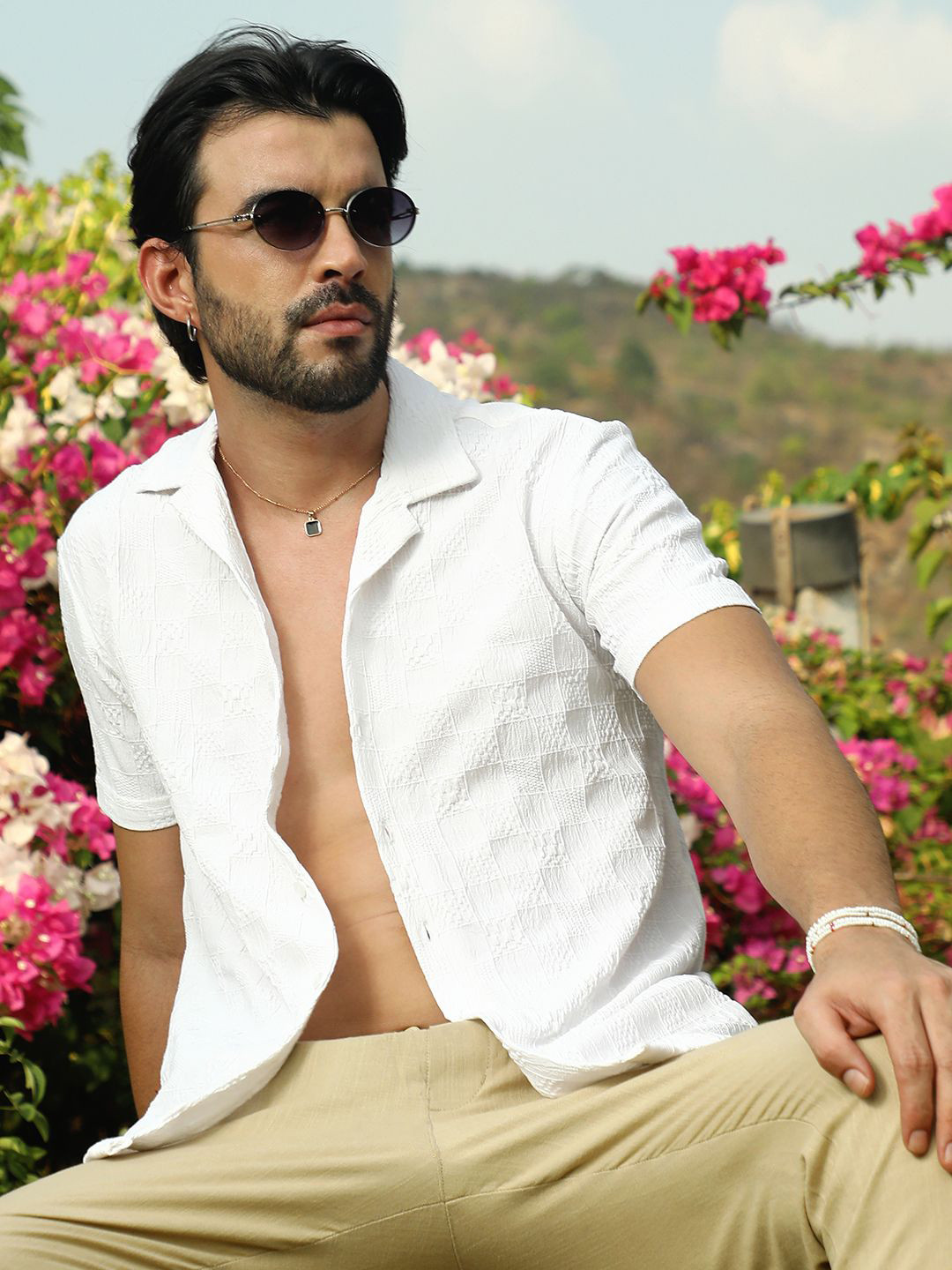 Campus Sutra Men Textured Casual Shirt