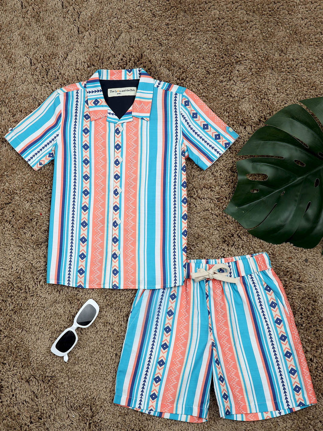 The Lion and The Fish Boys Aztec Print Shirt & Short Co-Ord Set