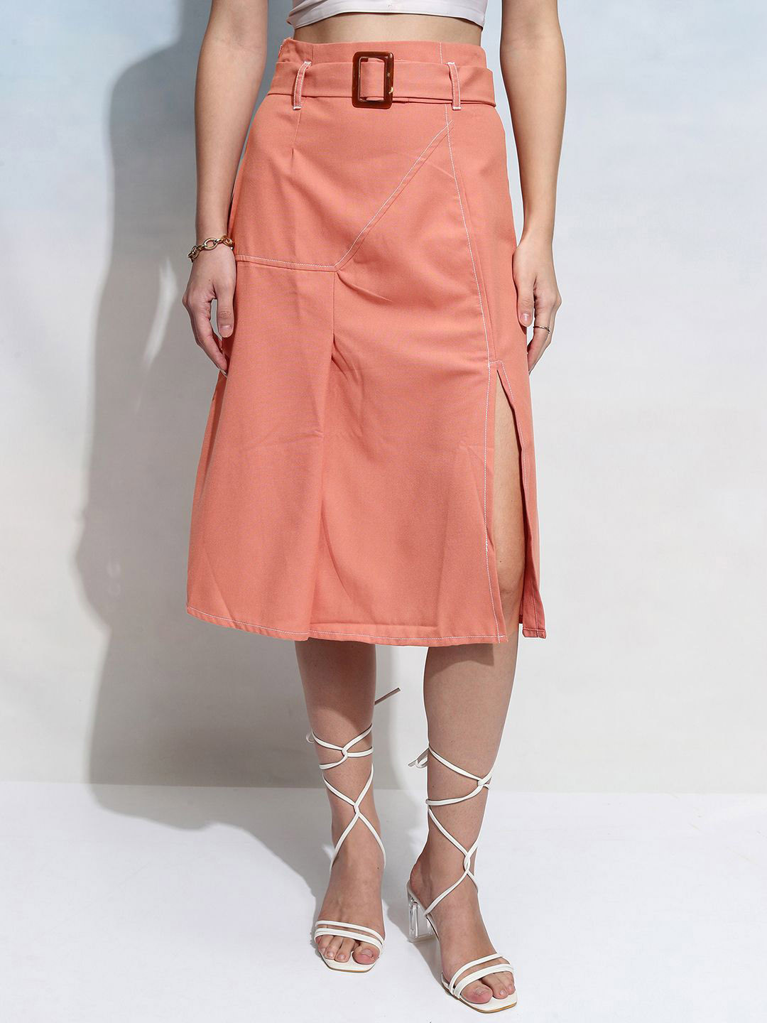 Tokyo Talkies Women Paneled Midi Skirts