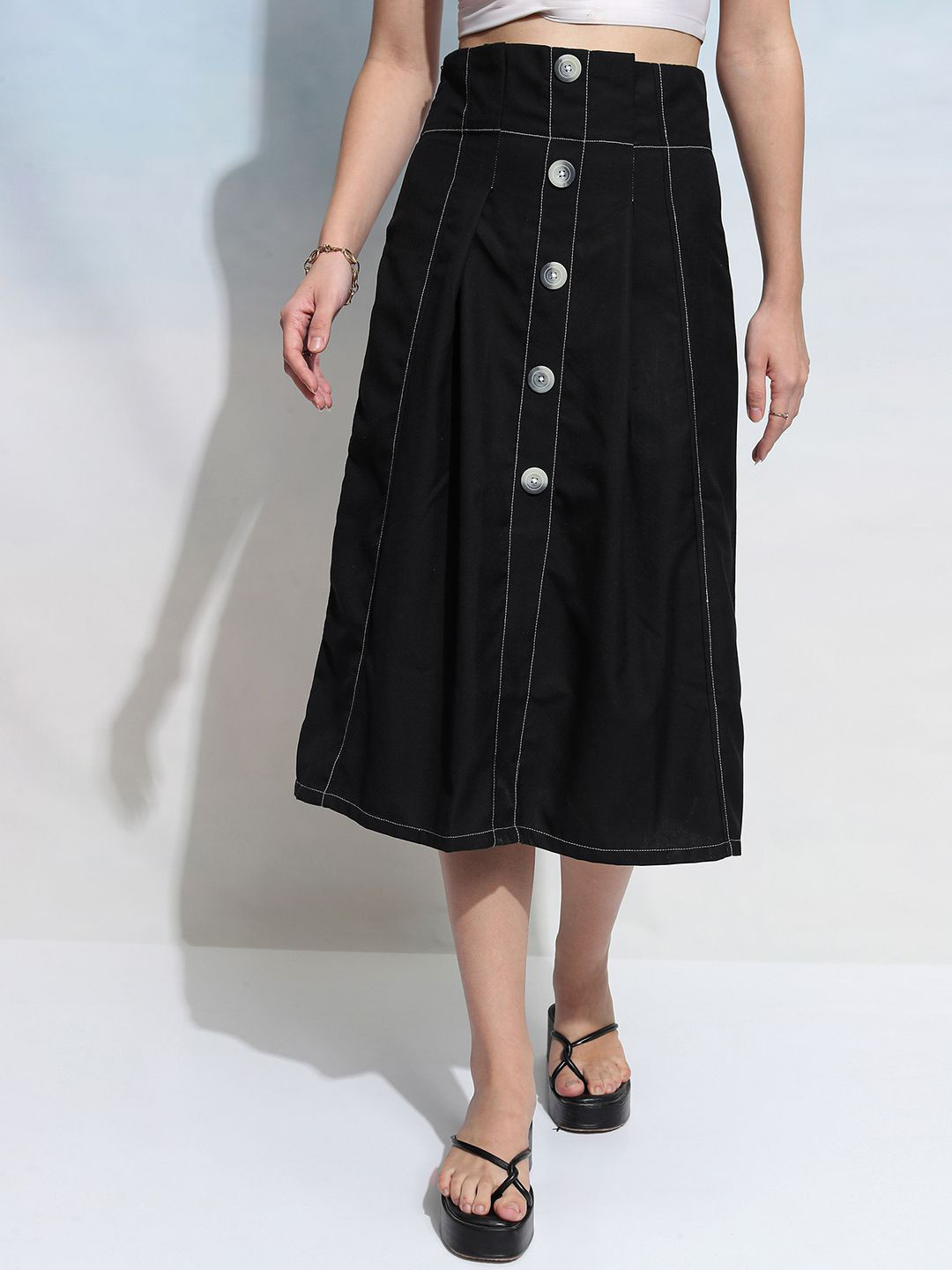 Tokyo Talkies Women Pleated Midi Skirt