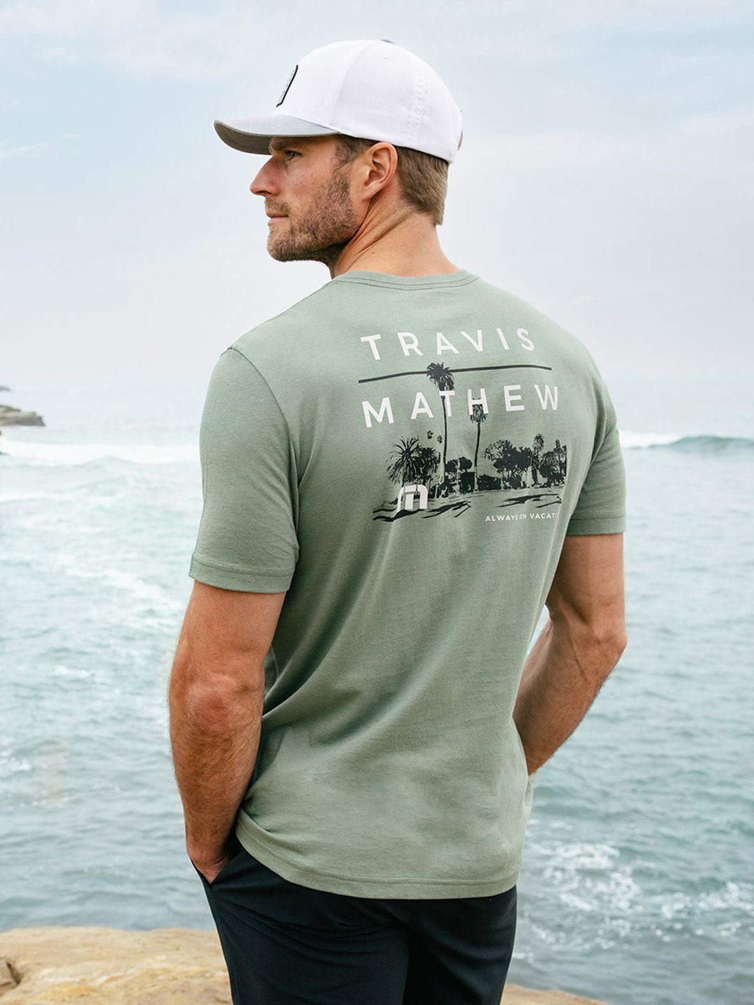 TRAVIS MATHEW Men Tropical Printed Round Neck T-shirt