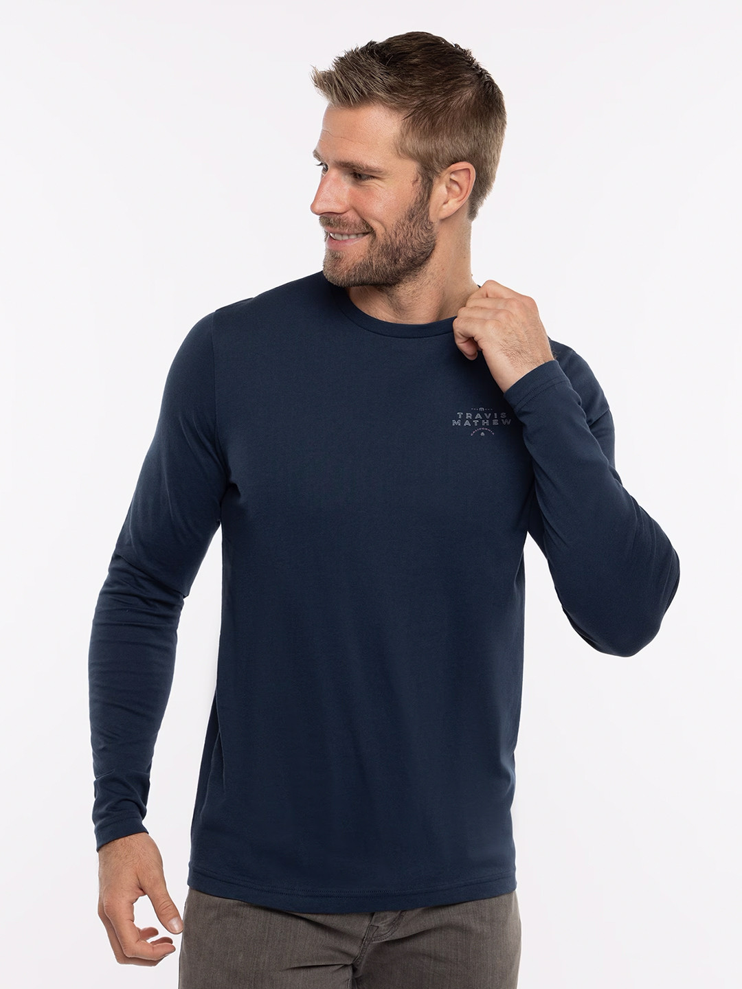 TRAVIS MATHEW Men Nautical Solid Round Neck T-shirt