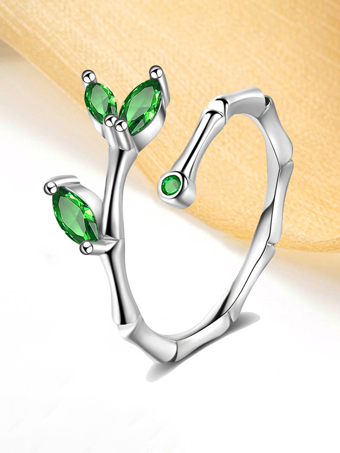 Yellow Chimes Silver-Plated Adjustable Crystal Women Finger Ring