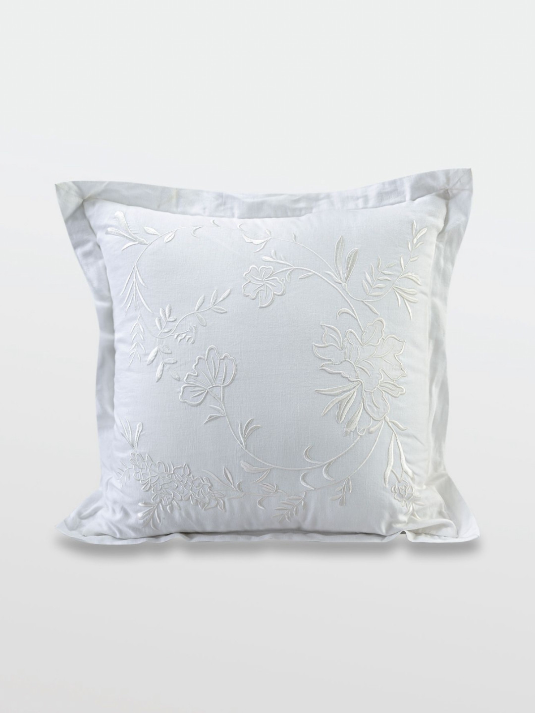Mirooh White Embroidered Cushion