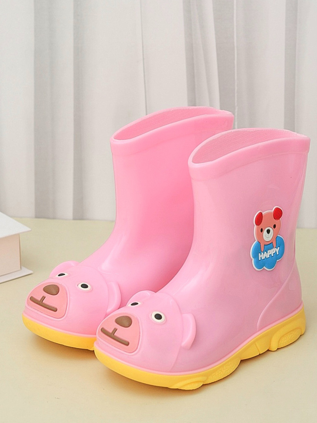 Yellow Bee Girls Self-design High-Top Rain Boots