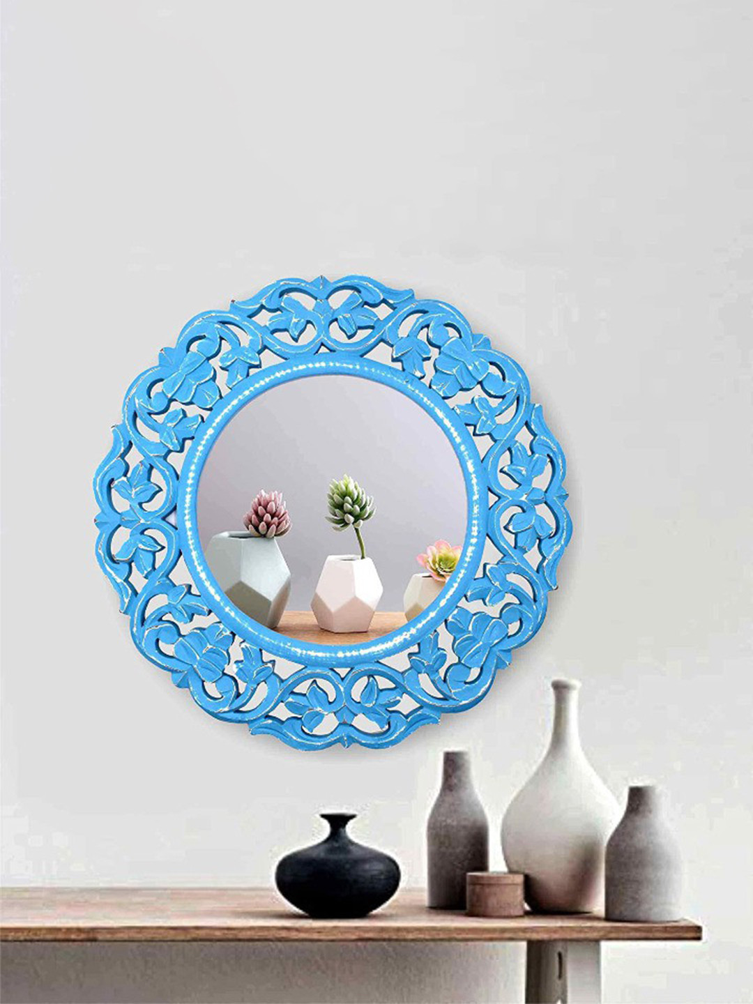 VAS collection home Blue Wood Decorative Mirror