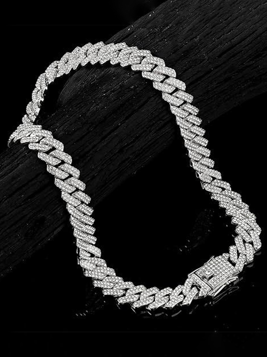 MEENAZ Men American Diamond Silver-Plated Chain