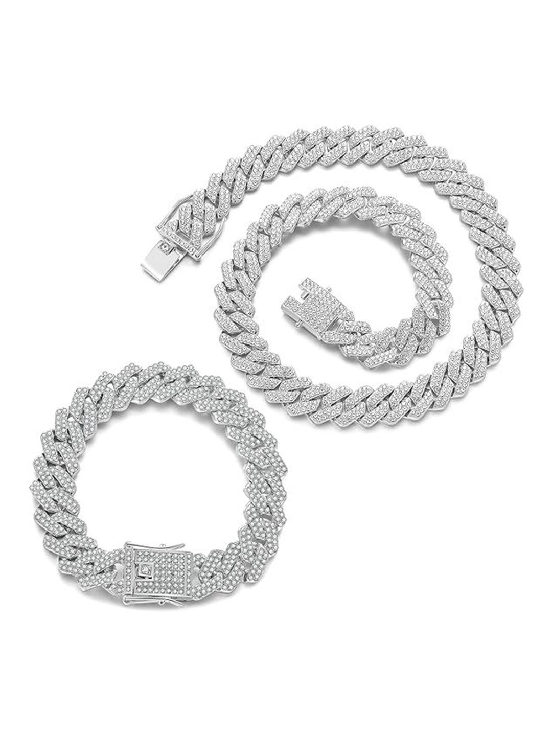 MEENAZ Silver-Plated Jewellery Set for men