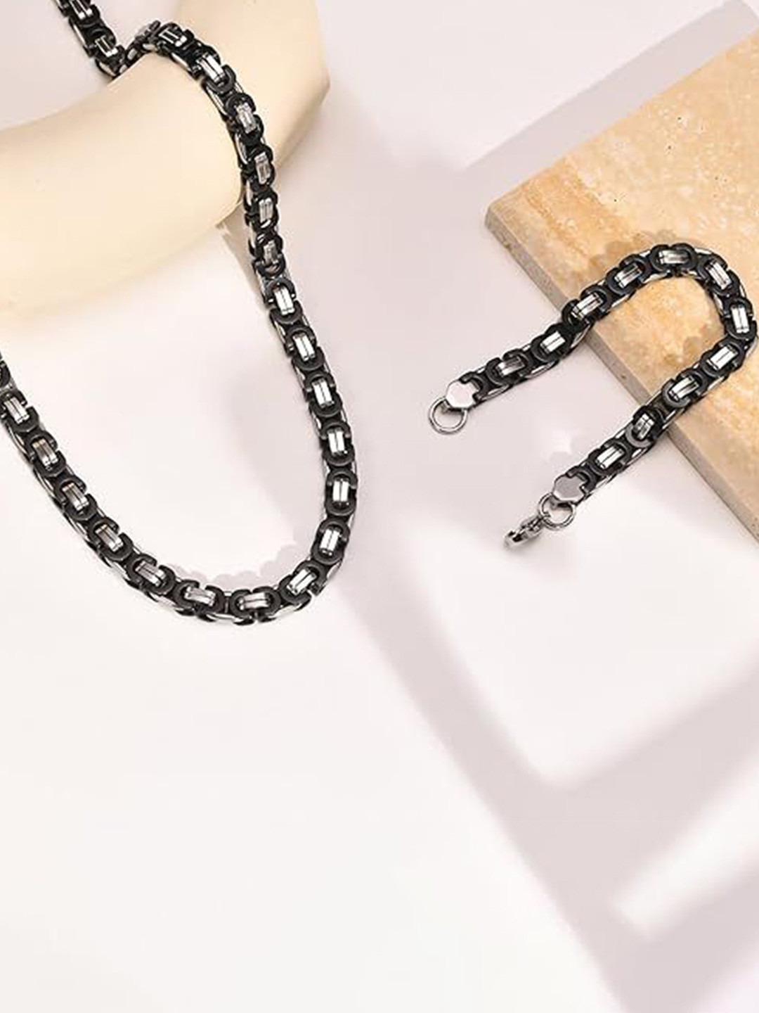 MEENAZ Silver-Plated Jewellery Set for men