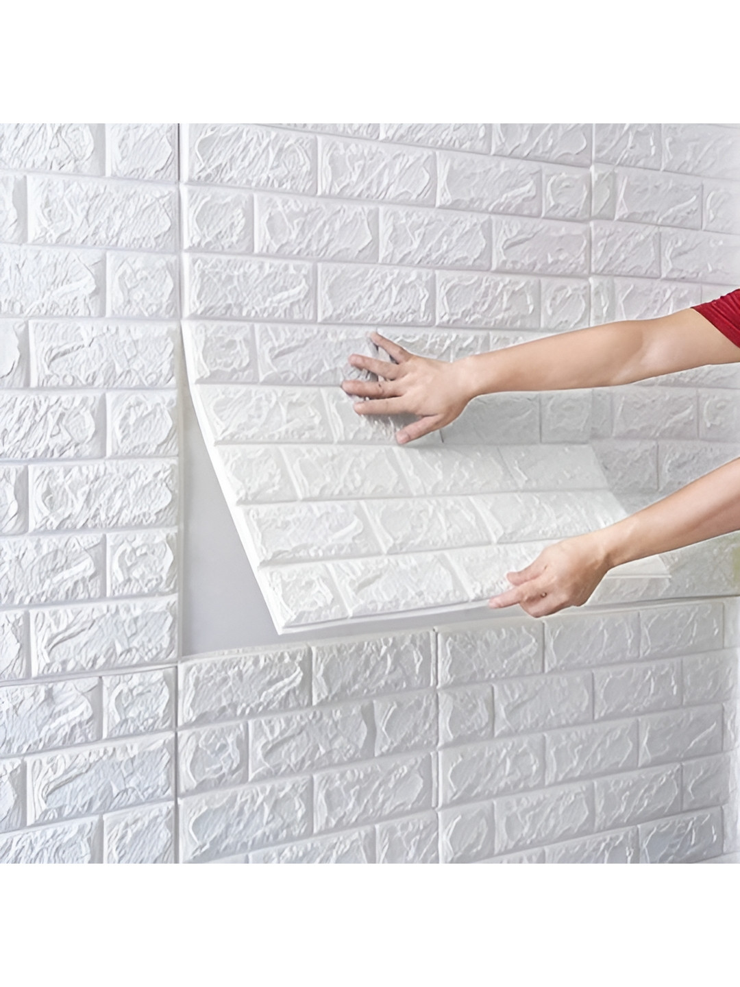 HOMEMATES Set Of 5 Pcs Self Adhesive Waterproof 3D Brick Wallpaper