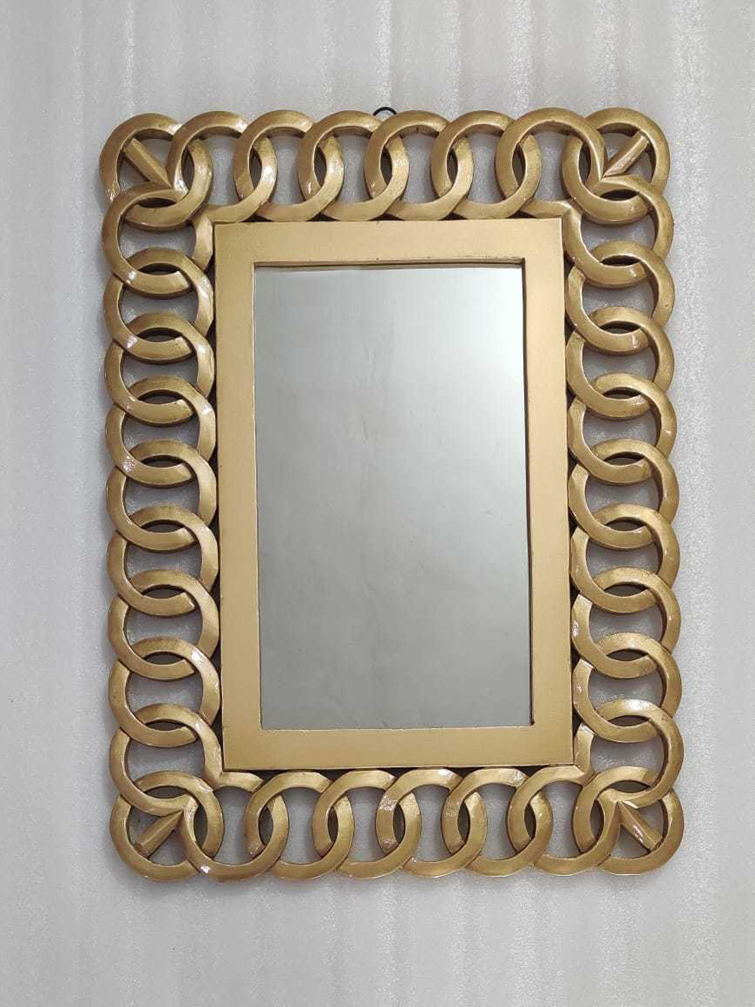 VAS collection home Gold Toned Textured Rectangle Framed Decorative Wall Mirror