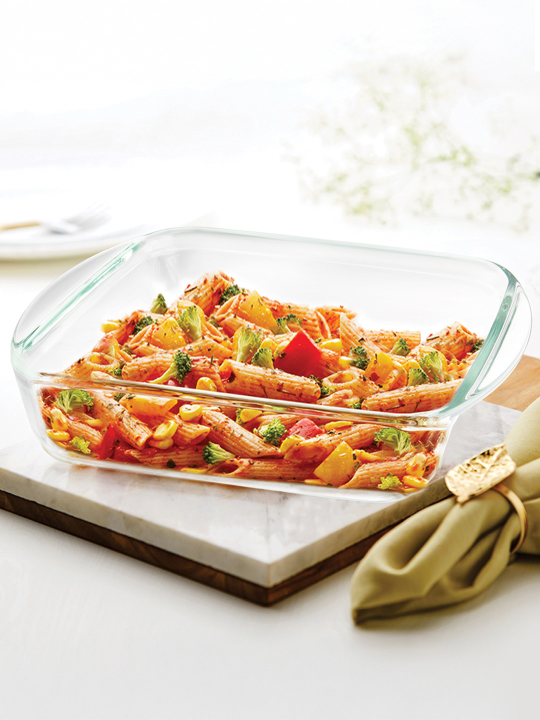 BOROSIL Transparent Square Borosilicate Glass Baking Dish with Handle-1.6 L