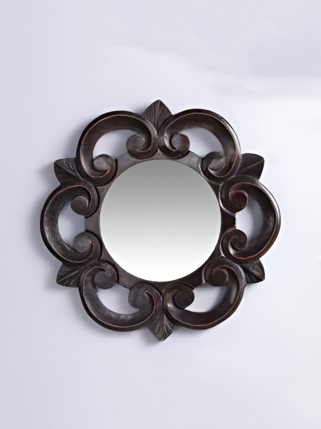 VAS collection home Wall Decor Brown Textured Wooden Wall Mirror
