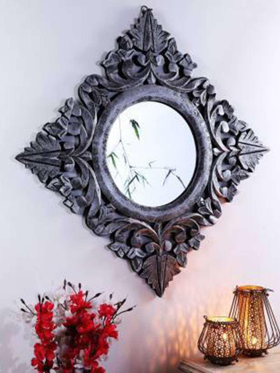 VAS collection home Black & Silver Wooden Framed Decorative Wall Mirrors