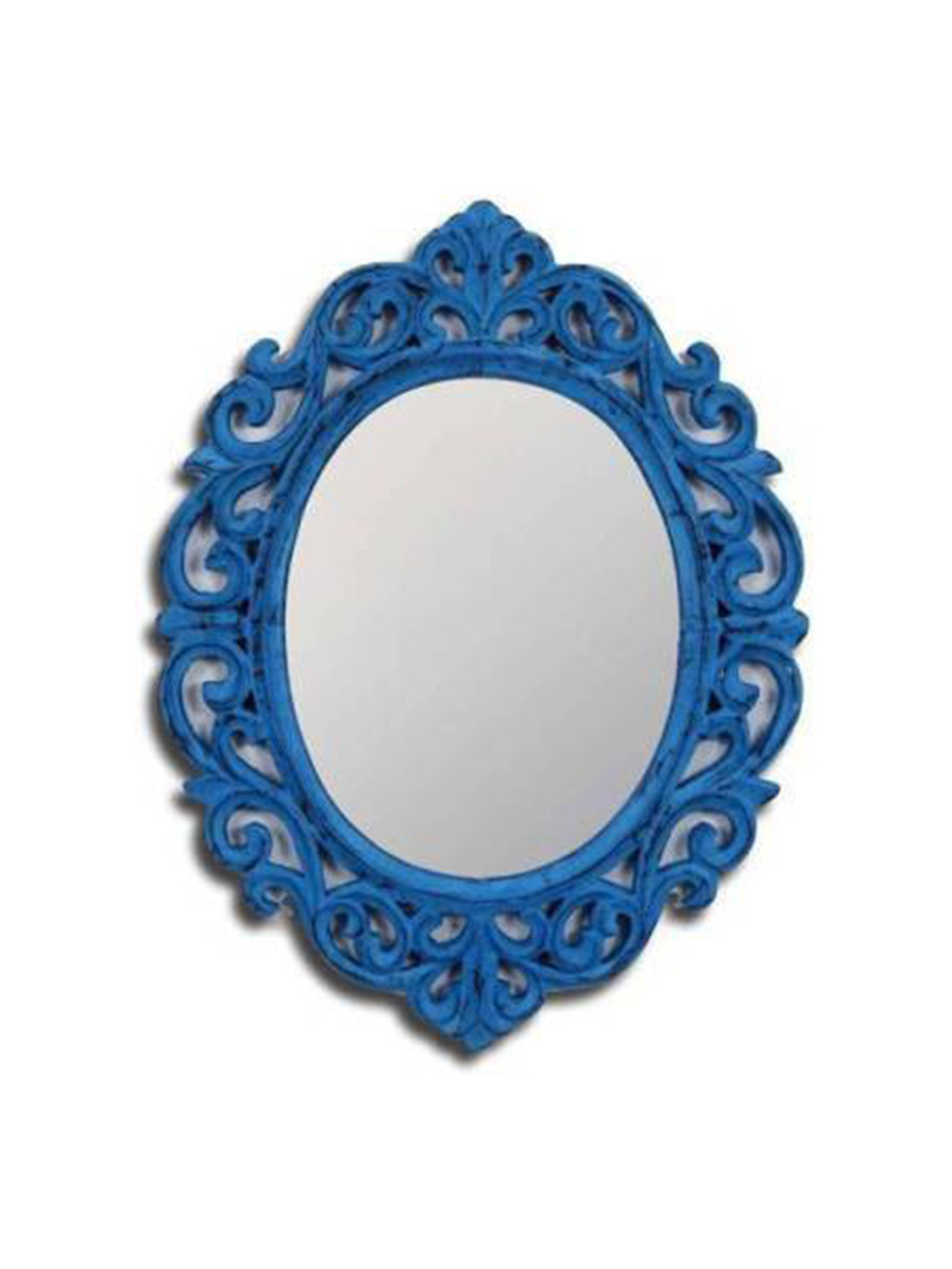 VAS collection home Blue Textured Wooden Frame Wall Mirror