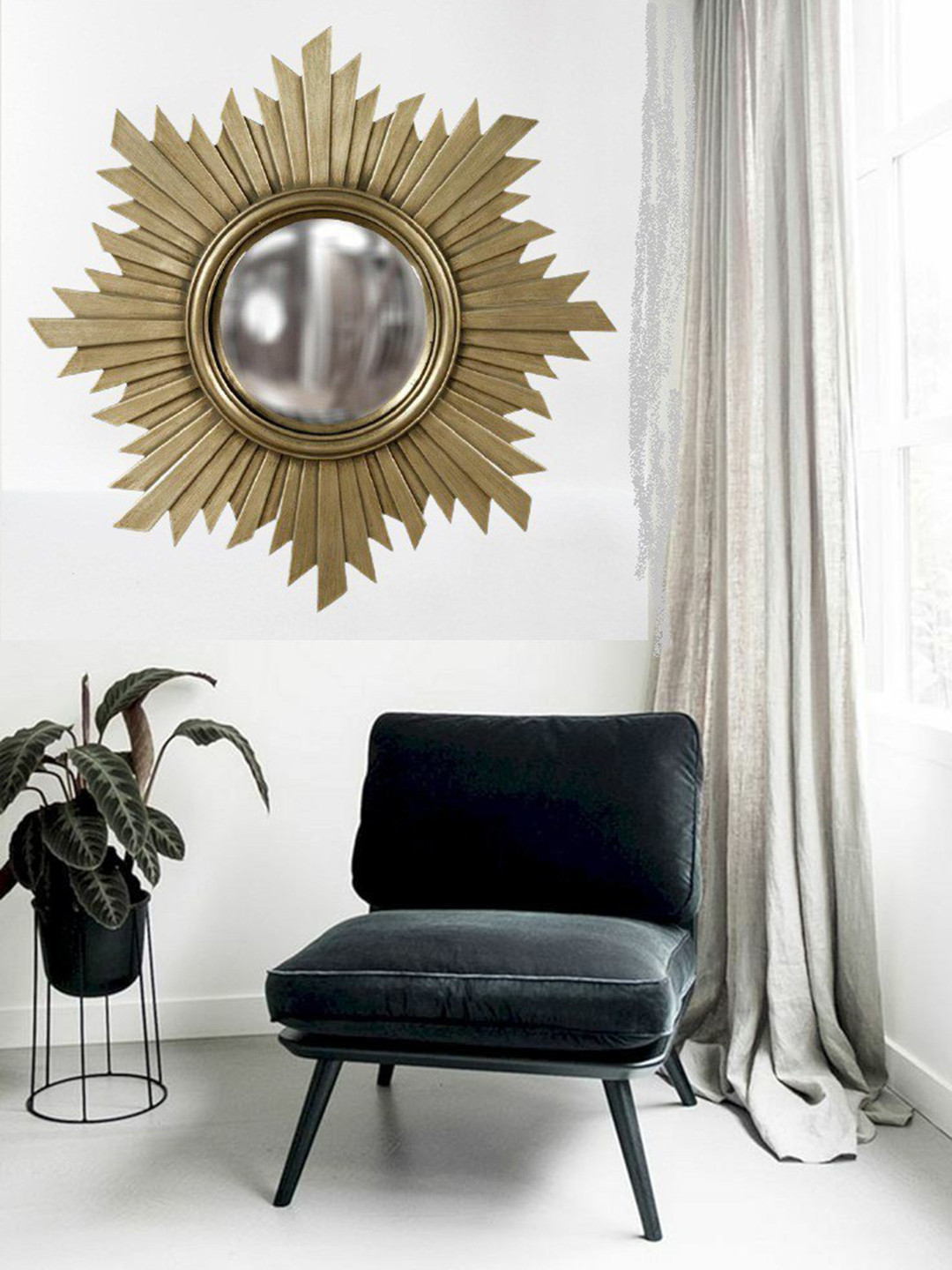 VAS collection home Gold Toned Textured Wooden Frame Wall Mirror