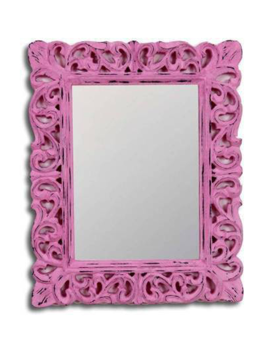 VAS collection home Pink Textured Wooden Frame Wall Mirror