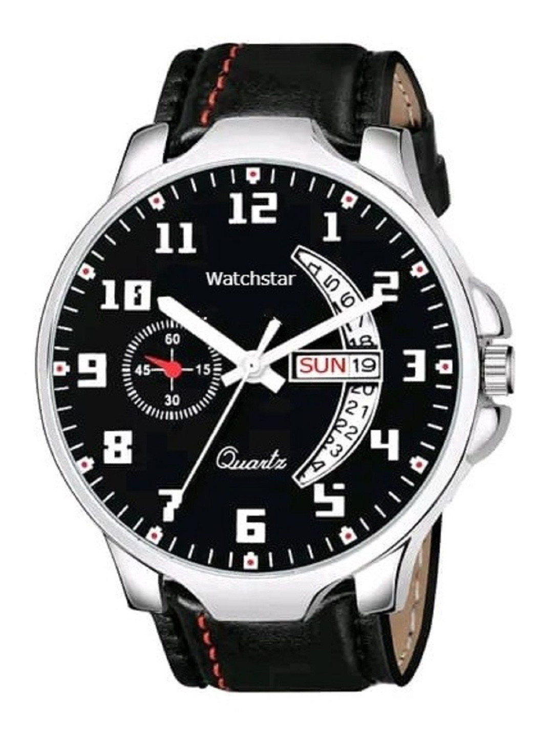 WATCHSTAR Men Printed Dial Analogue Watch DD Black Black Leather