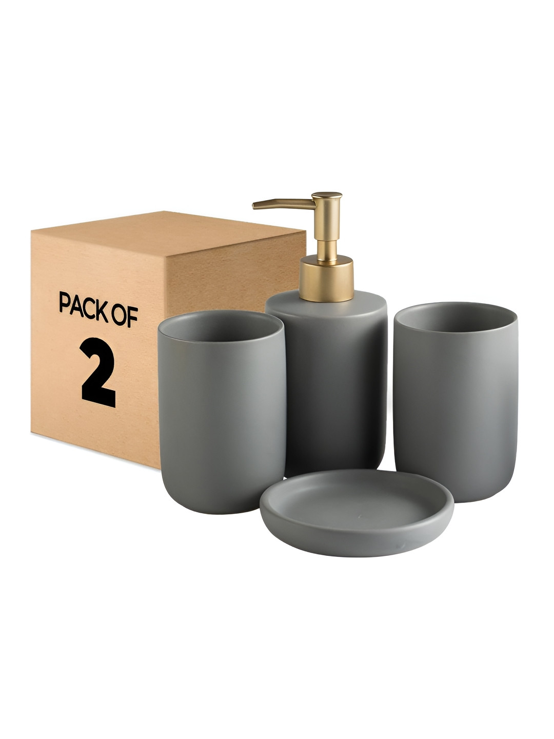 The Better Home Pack Of 2 Grey Ceramic Bath Accessories Set