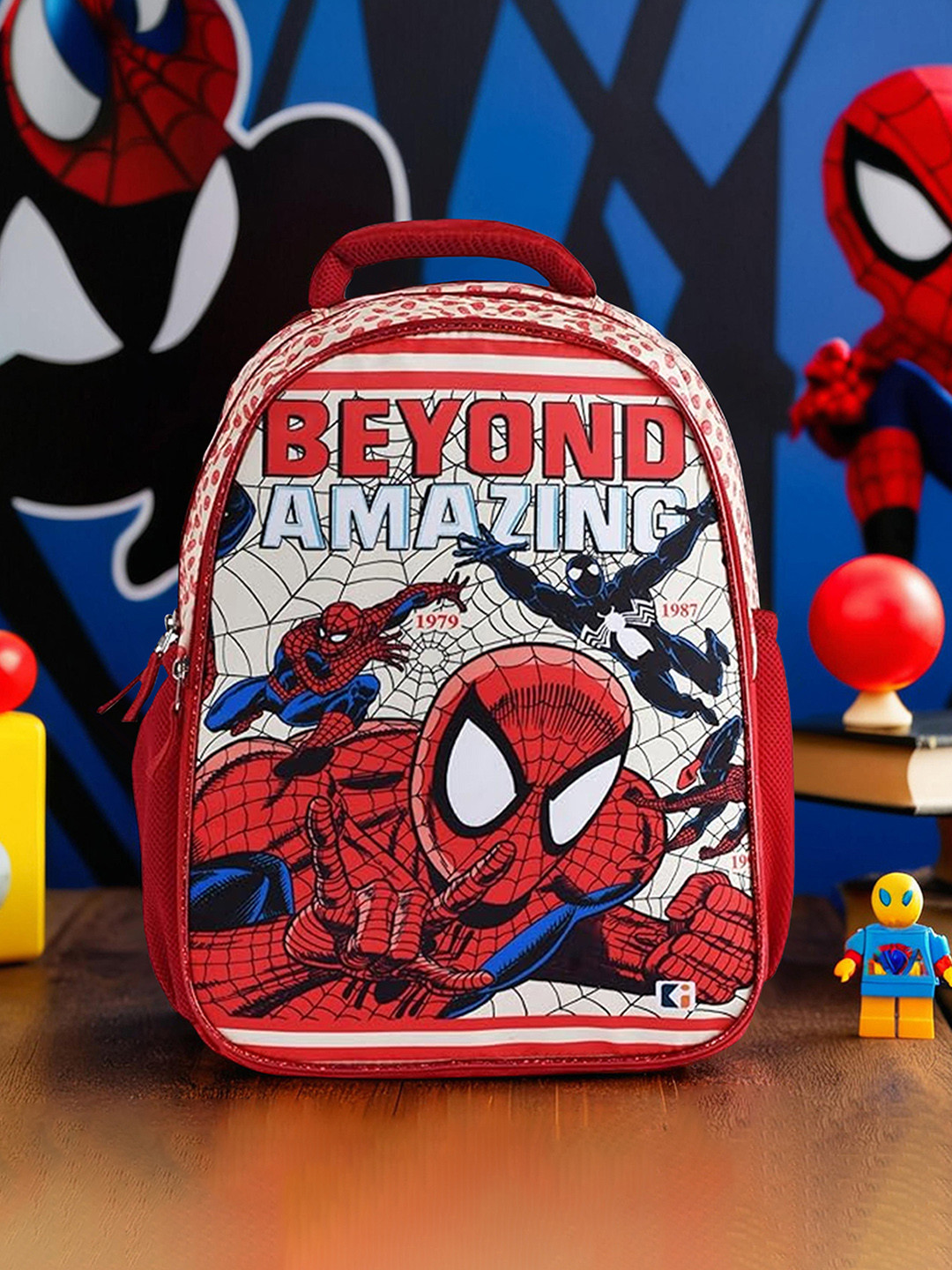 Kuber Industries Marvel Spider-Man School travel Bags Student Girls Boys red white