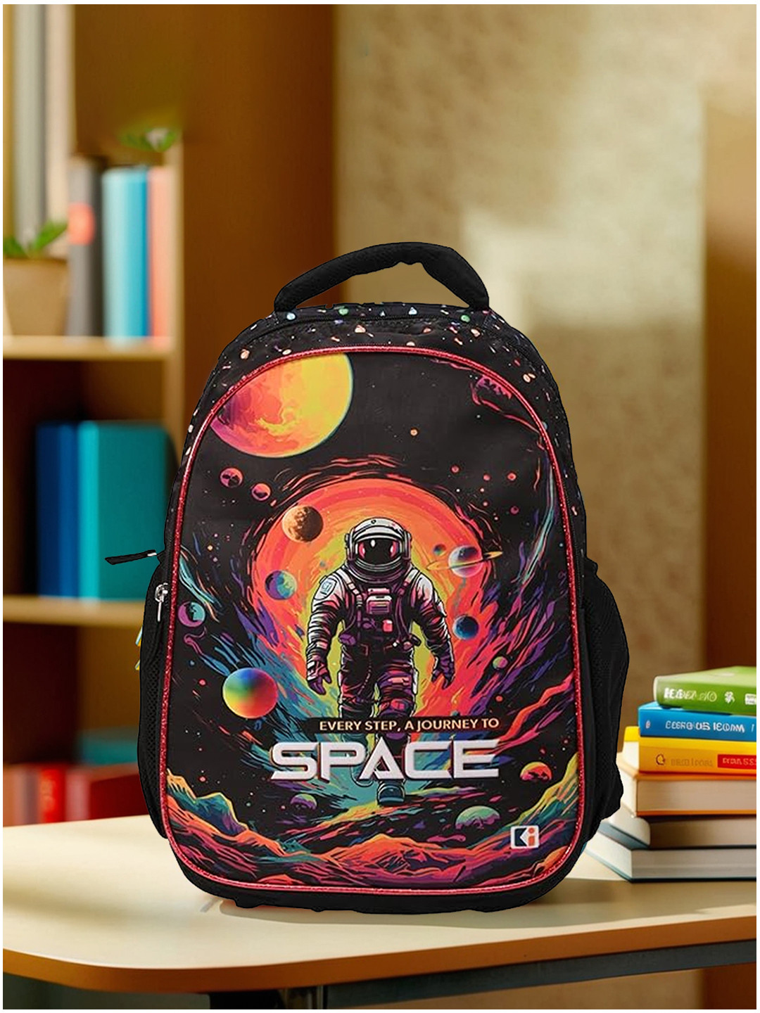 Kuber Industries Boys Disney Space astrology school bag for boys printed black