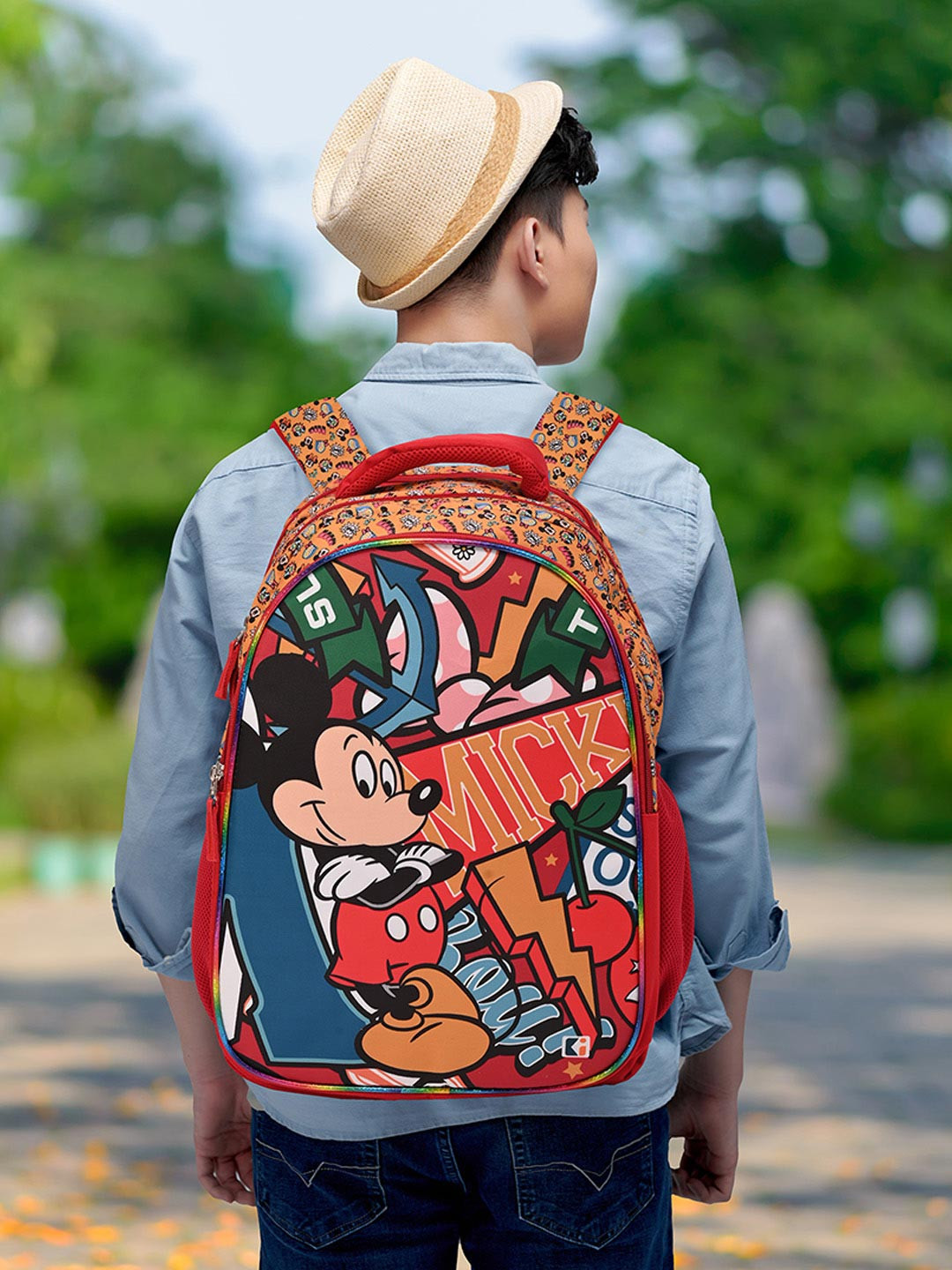 Kuber Industries Disney Mickey school bag for Boys and Girls Travel Backpack Bag