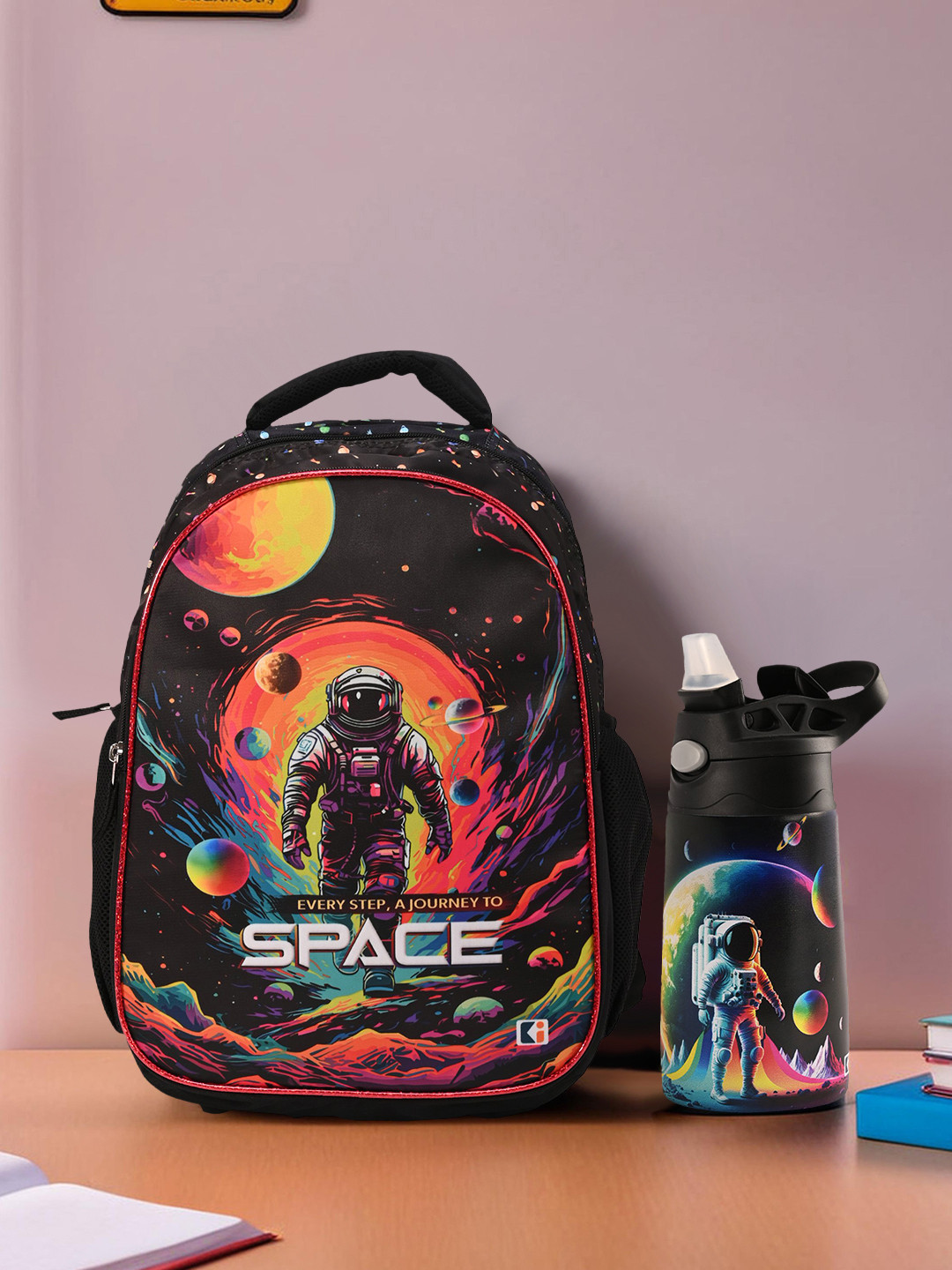 Kuber Industries Disney Set Of 2 school bag water bottle for boys sipper