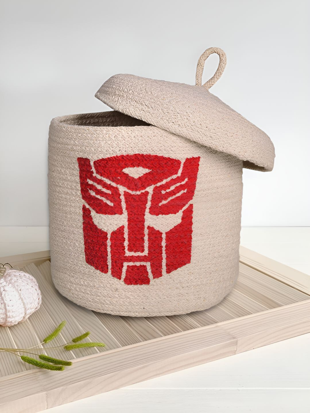 Saral Home Cotton Rope 2 Pcs Transformer Round Basket