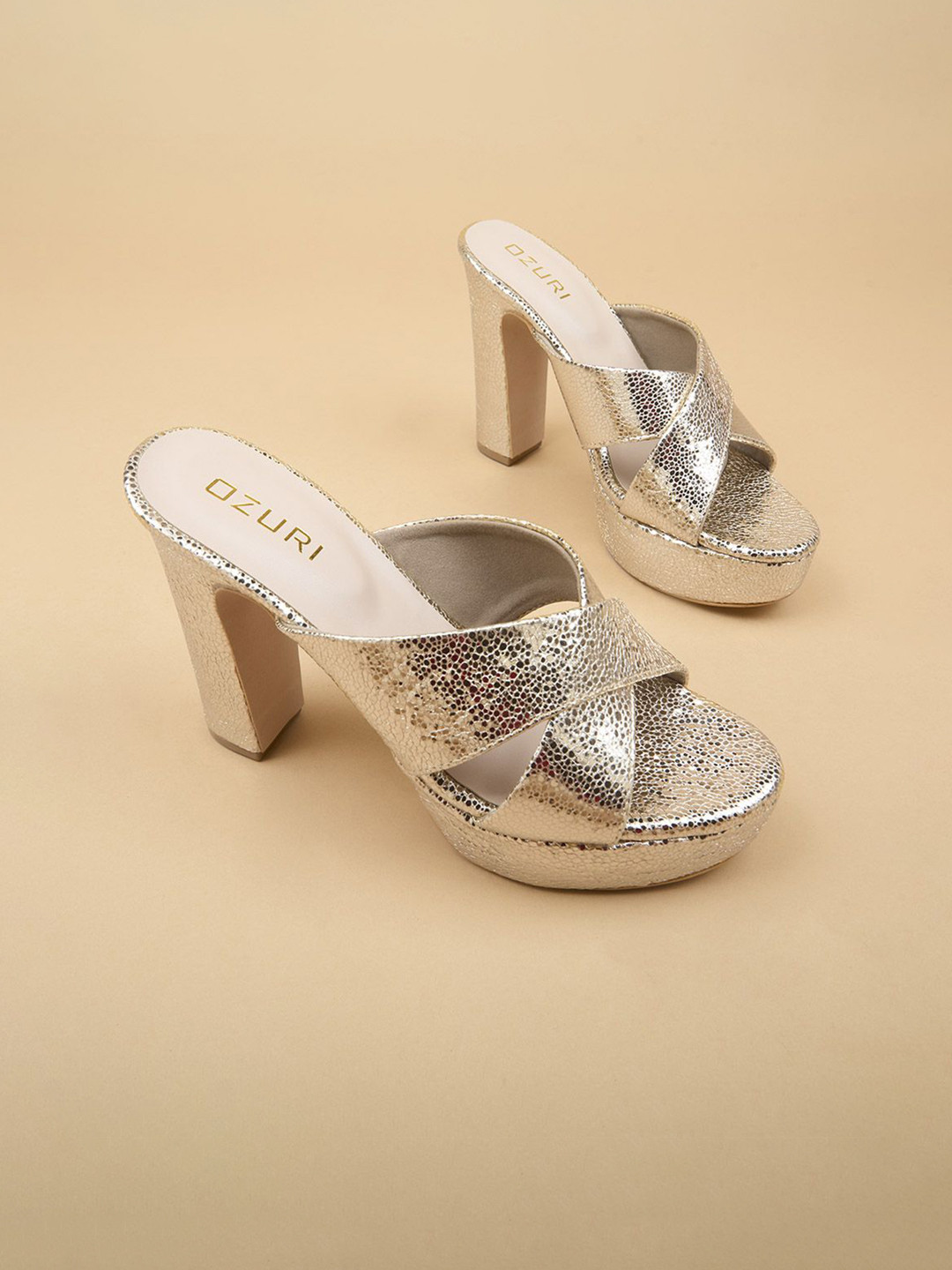 Ozuri Synthetic Embellish Block Sandals