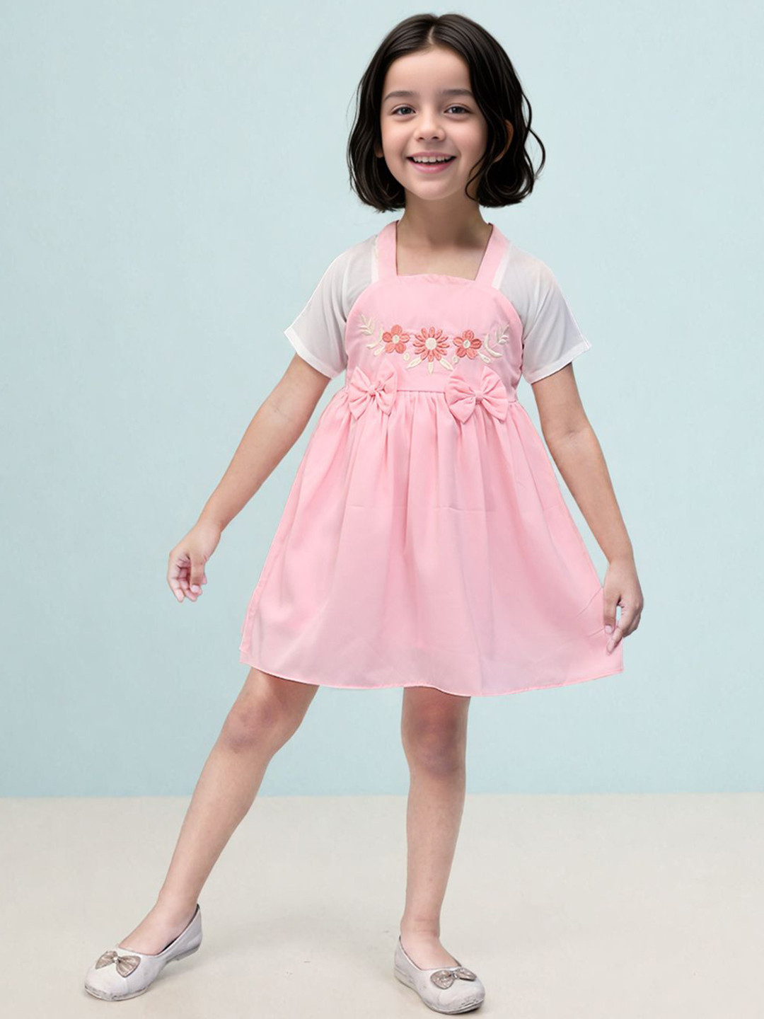 Toonyport Floral Square Neck Cotton Fit and Flare Dress