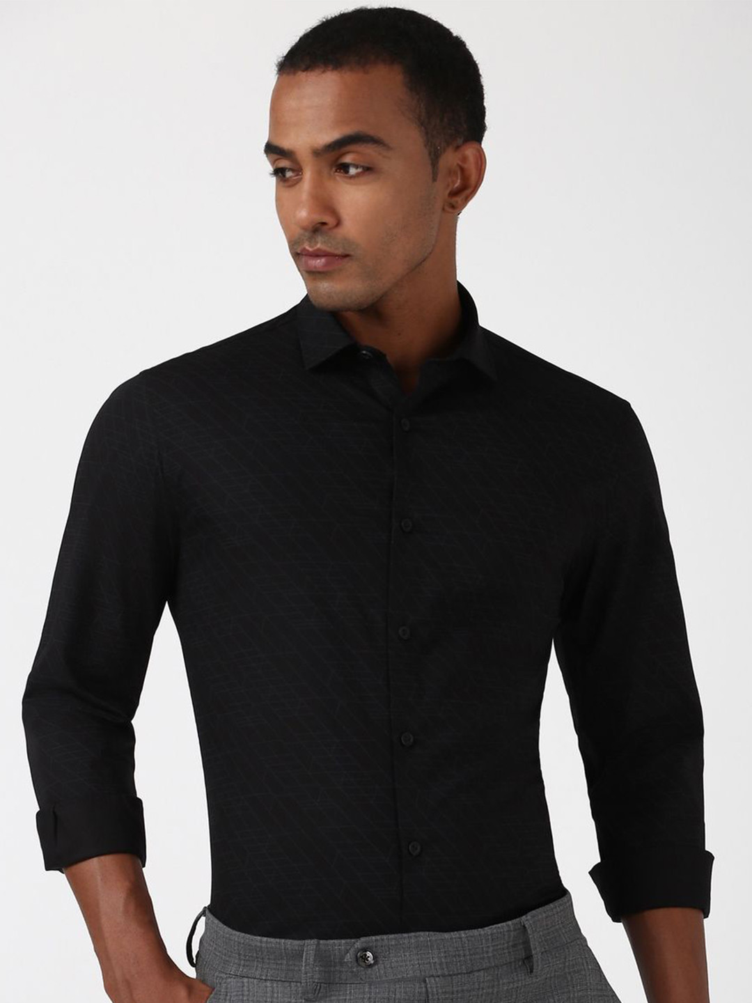 Peter England Men Checked Other Checks Slim Fit Opaque Casual Shirt