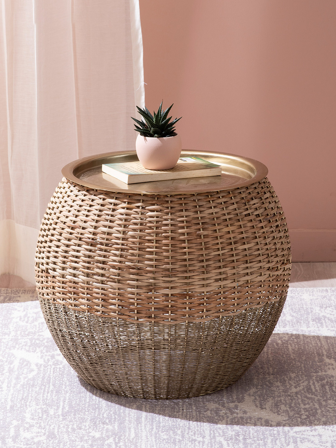 nestroots Opulnet Metal Textured Side Coffee Table