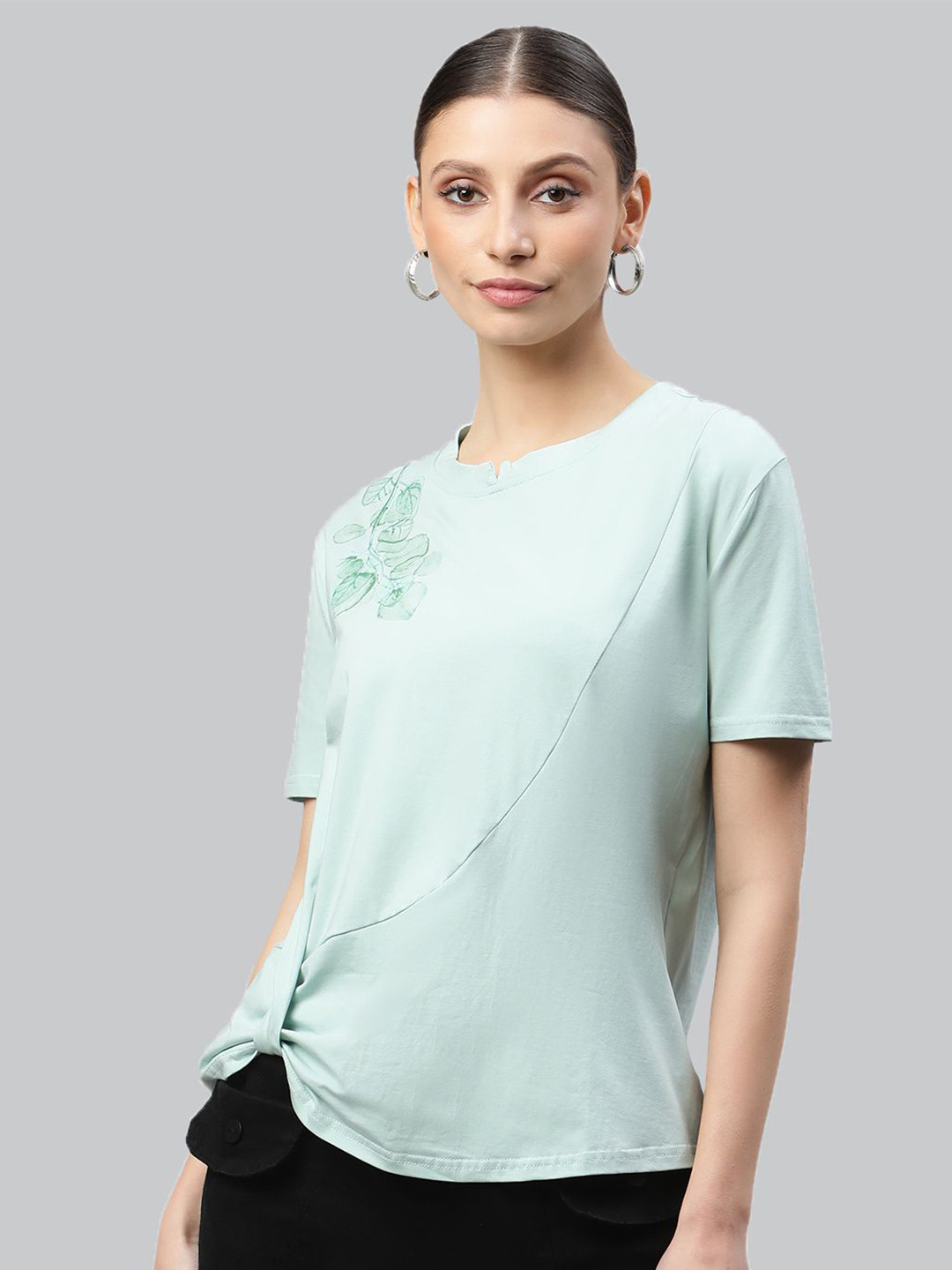 Global Republic Tropical Printed Round Neck Top