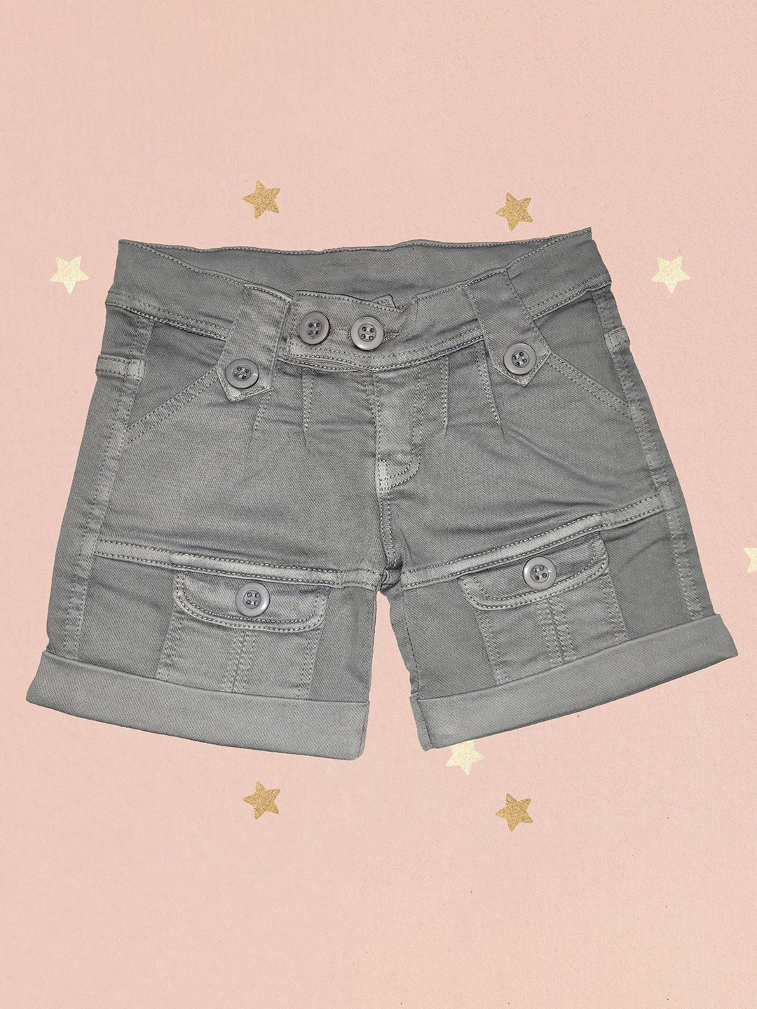 BAESD Girls Slim Fit High-Rise Denim Cargo Shorts