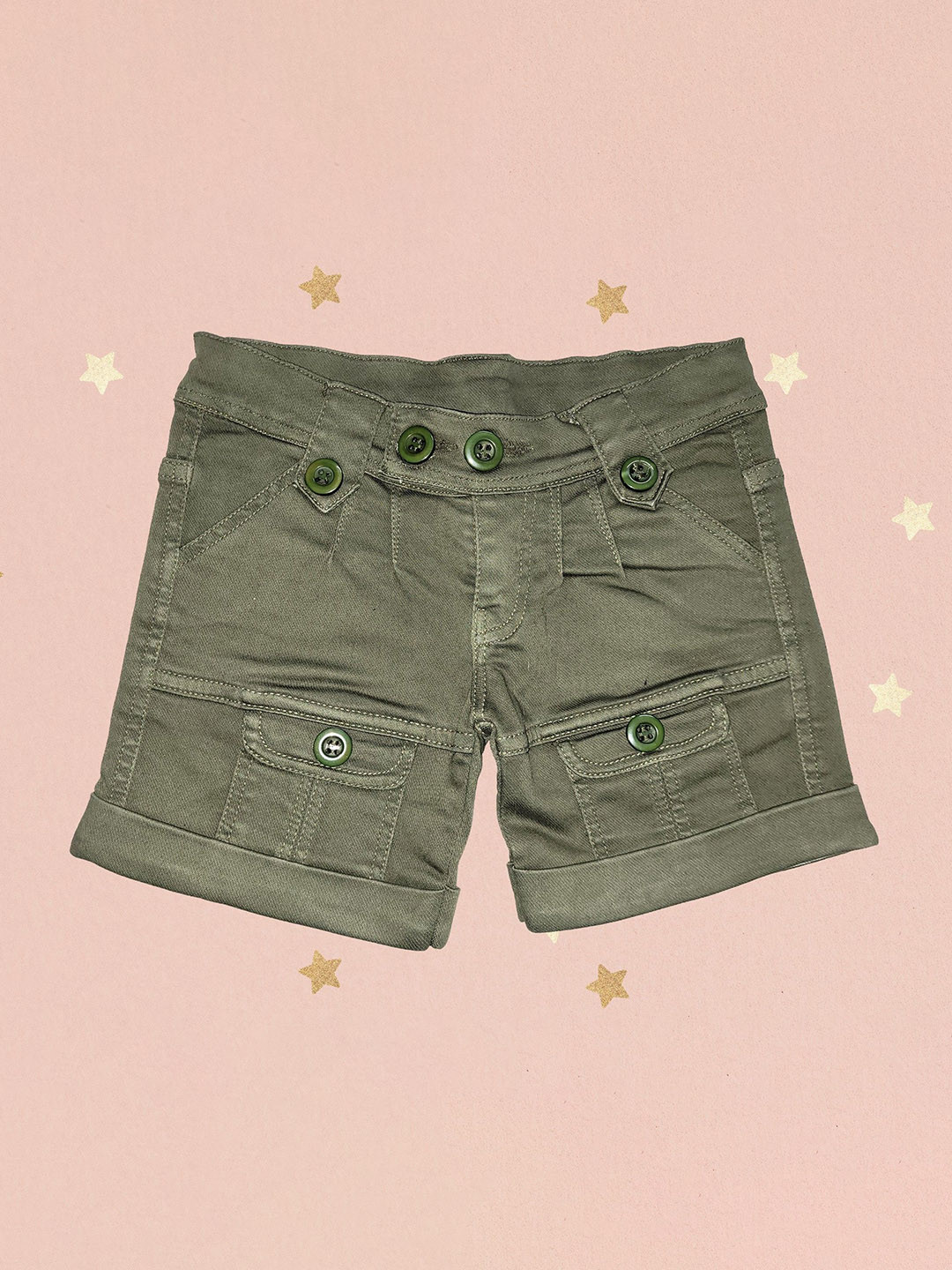 BAESD Girls Slim Fit High-Rise Denim Cargo Shorts